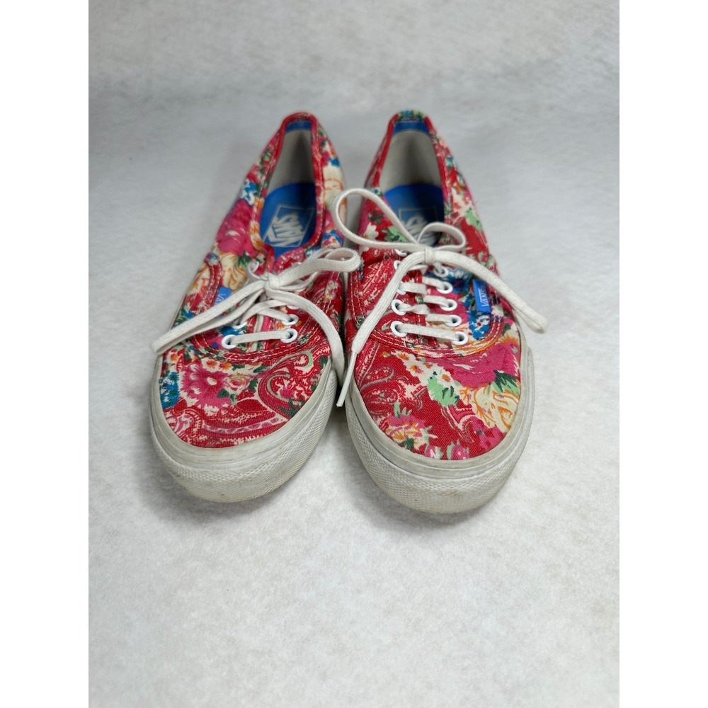 Vans Authentic Paisley Floral Pink Red Sneakers Womens 6 Skate Shoes Low Top